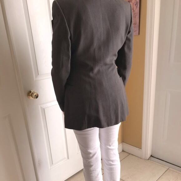 VTG Gianfranco Ferre dei Mattioli Brown Black herringbone + pebbled Blazer sz 2 - Picture 4 of 10